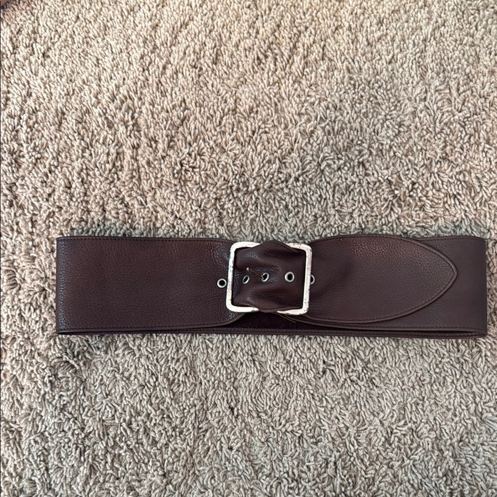 Fossil Brown Leather Belt with Gold Buckle